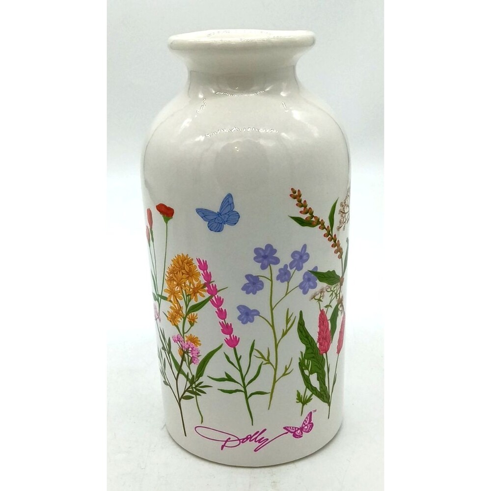Dolly Parton 2026 Wildflower Ceramic Round Flower Vase 8" Cottage Core New